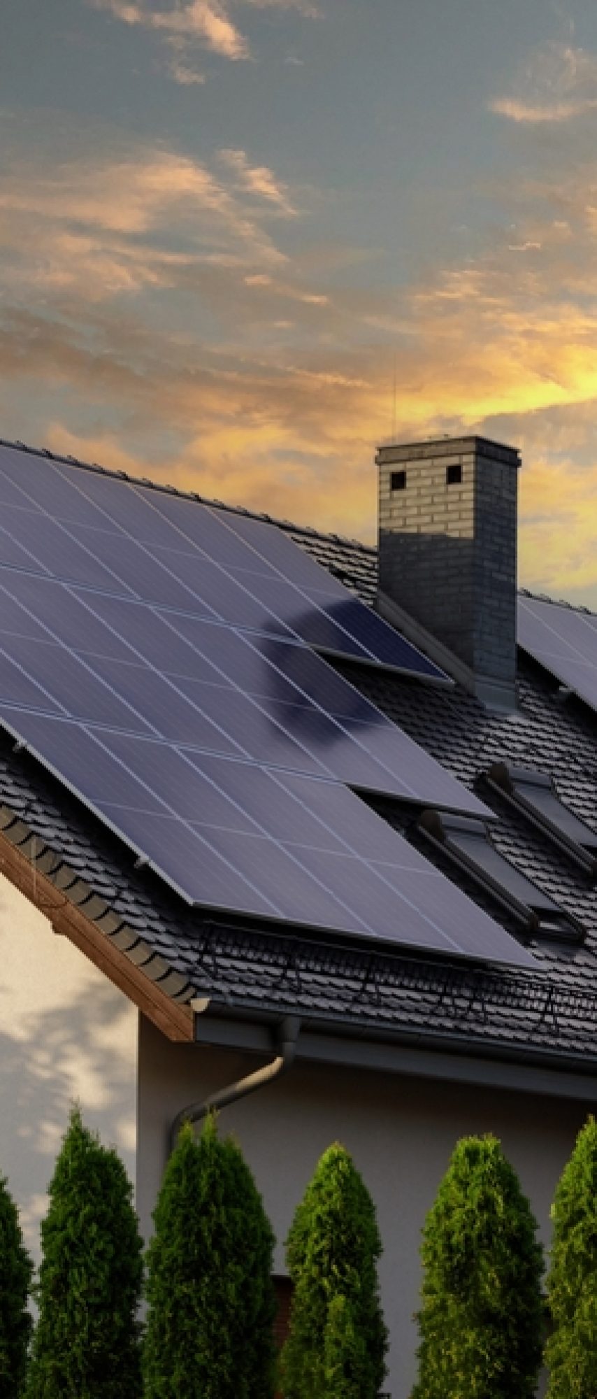 Modern,House,With,Solar,Panels.,Night,View,Of,A,Beautiful